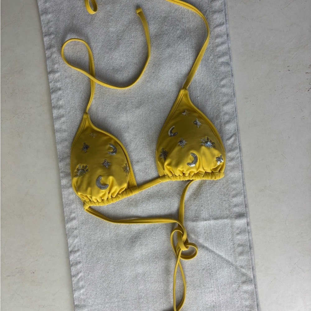 Wild Fable Yellow Embroidered Triangle Bra